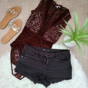 Black low cut jean shorts
